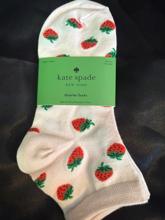kate spade Other - kate spade Pink Strawberry Print Quarter Socks